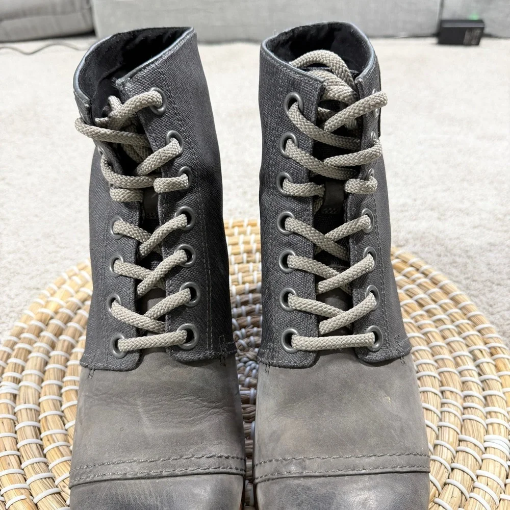 Sorel Women’s PDX Lexie Wedge Lace-Up Ankle Boots Bootie in Gray Quarry 10